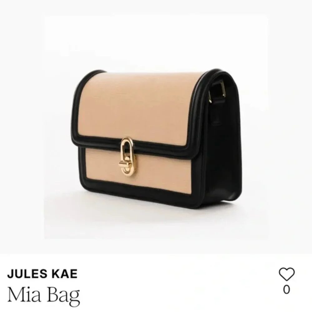 JULES KAE Mia Bag Vegan Leather (Black & Tan/Cream) BRAND-NEW &‎ BEAUTIFUL! - Picture 2 of 9